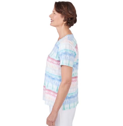 Alfred Dunner Cotton Biadre Print Top (US, Alpha, Small, Regular, Regular, Standard, Pastel)