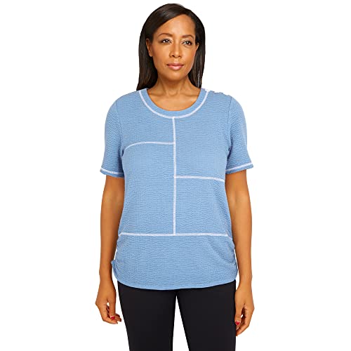 Alfred Dunner Women's Texture with OVERLOCK Stitch Size S Sky Blue