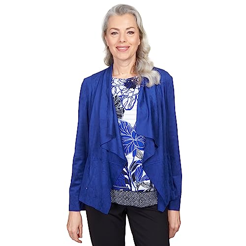 Alfred Dunner Women's Suede Cascade Jacket Size S Royal Blue