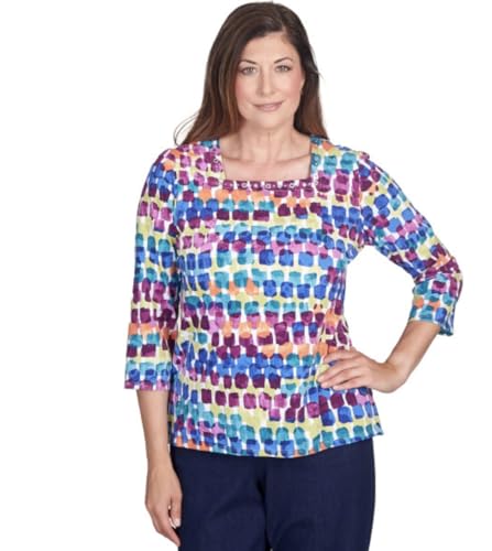 Alfred Dunner Multicolor Chicklets Cotton Top