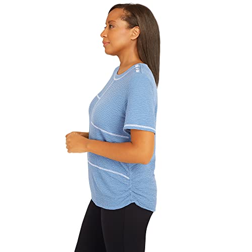 Alfred Dunner Women's Texture with OVERLOCK Stitch Size S Sky Blue