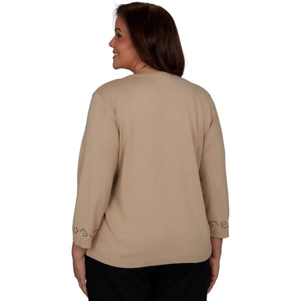 Alfred Dunner Heat Set Center Scroll Sweater Ivory Size L