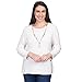 Alfred Dunner Women's Petite Solid Texture Split Hem Sweater with Necklace Size PXL Ivory