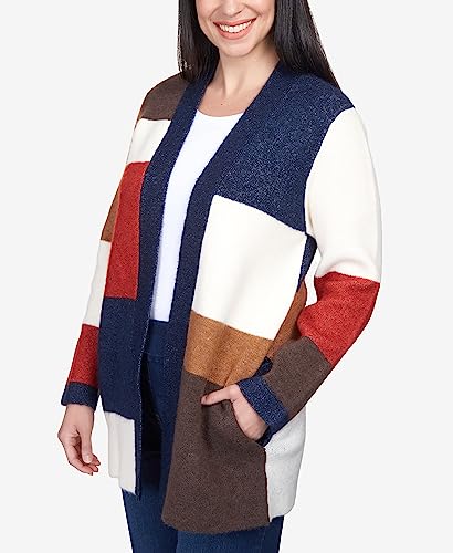 Alfred Dunner Women's Autumn Colorblock Cardigan Size S Multi