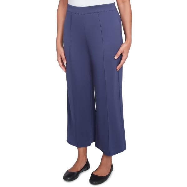 Alfred Dunner Nantucket Uncle Length Pants Rayon/Nylon No Pocket (US, Alpha, Large, Regular, Regular, Standard, Marine Blue)