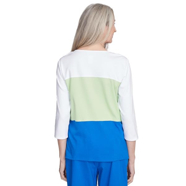 Parrot Cay Spliced Flower Cotton/Polyester 3/4 Sleeve Top