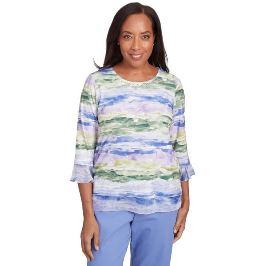 Alfred Dunner Watercolor Biadre Multicolor Polyester (US, Alpha, Large, Regular, Petite, Petite, Multi)