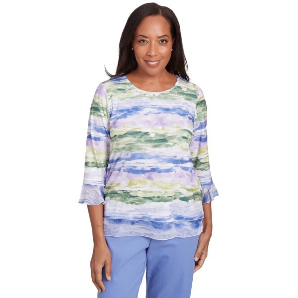 Alfred Dunner Watercolor Biadre Multicolor Polyester (US, Alpha, Medium, Regular, Petite, Petite, Multi)