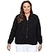 Alfred Dunner Classic Chenille W/Lurix Zippered Cardigan (US, Alpha, 2X, Plus, Regular, Plus Size, Black)