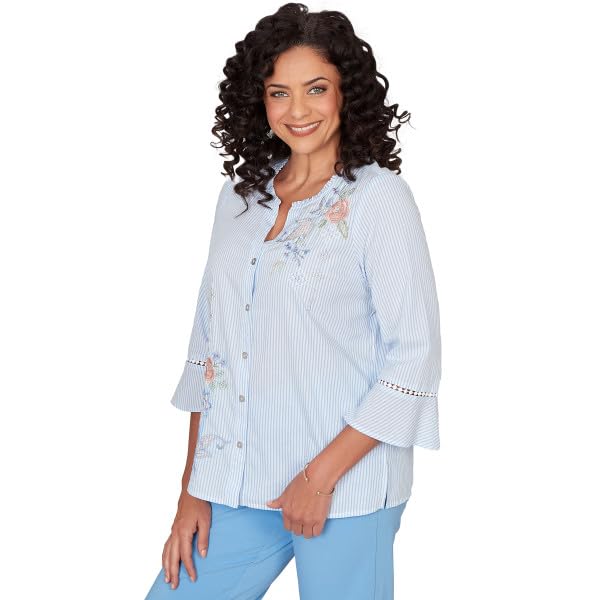 Alfred Dunner ST.Augustine Embroidered Strip Cotton Shirt