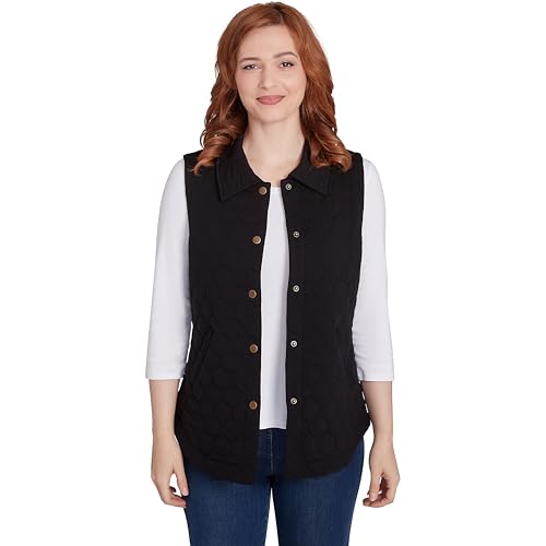 Ruby Rd. Quilted Jacket Cotton/Polyester (US, Alpha, Medium, Regular, Regular, Black)