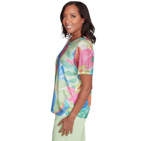 Alfred Dunner Parrot Cay Tropica Texture Top Polyester