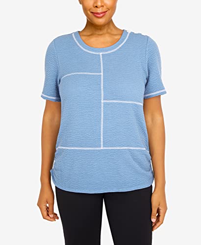 Alfred Dunner Women's Texture with OVERLOCK Stitch Size S Sky Blue