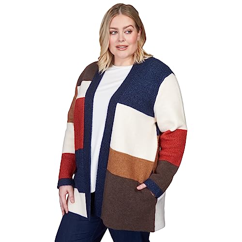 Alfred Dunner Women's Plus-Size Autumn Colorblock Cardigan Size 1X Multi