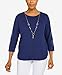Alfred Dunner Women's Plus-Size Womens Embroidered Sweater with Detachable Necklace Size 2X Navy