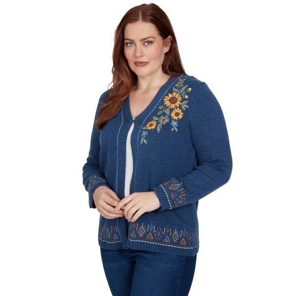 Alfred Dunner Tuscany Embroidered Cardigan Ivory Size Large