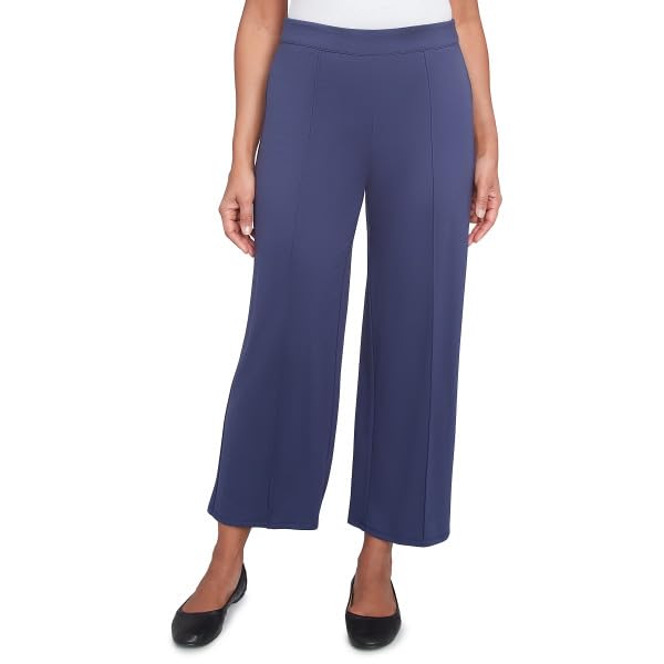 Alfred Dunner Nantucket Uncle Length Pants Rayon/Nylon No Pocket (US, Alpha, Large, Regular, Regular, Standard, Marine Blue)