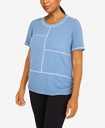 Alfred Dunner Women's Texture with OVERLOCK Stitch Size S Sky Blue