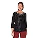 Alfred Dunner Women's Catwalk Solid Center Crochet Knit Top - Petite Size, Black, Petite Small