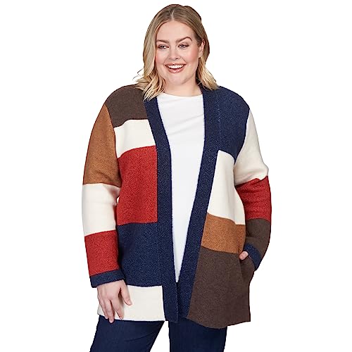 Alfred Dunner Women's Plus-Size Autumn Colorblock Cardigan Size 1X Multi