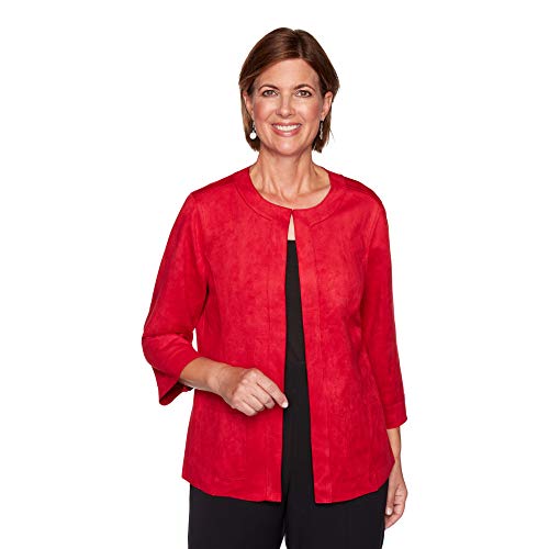 Alfred Dunner Women's Elegant Soft Suede Lightweight Jacket Size S Red
