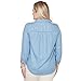 Alfred Dunner Women's Floral Embroidered Button Front Top, Size S, Light Blue