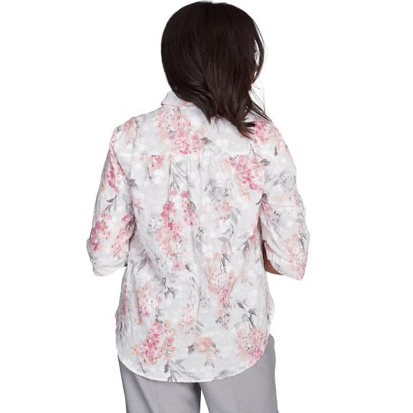 Alfred Dunner Estate of Mind Cotton Hydrengeas Eyelet Button Down Blouse