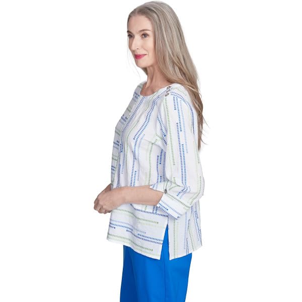 Alfred Dunner Parrot Cay Textured Jaquard Spliced Cotton Top