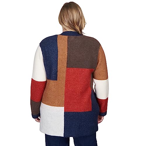 Alfred Dunner Women's Plus-Size Autumn Colorblock Cardigan Size 1X Multi