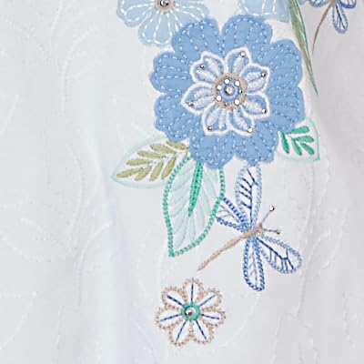 Alfred Dunner Women's Embroidered Dragonfly Floral Top