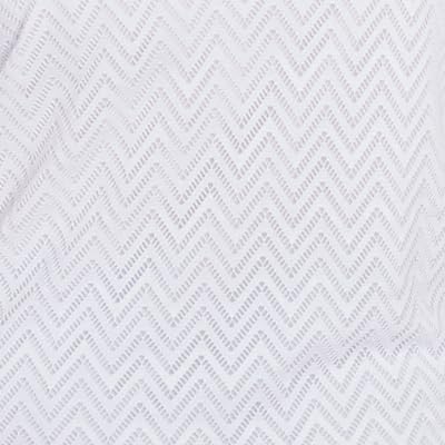 Alfred Dunner Women's Textured Chevron Lace Back Tee Size L White