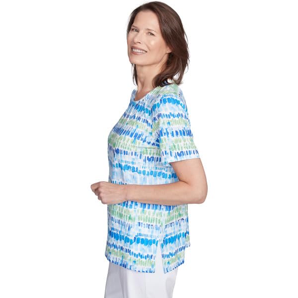 Alfred Dunner Parrot Cay Chicklet Multicolor Polyester Short Sleeve Top (US, Alpha, Small, Regular, Regular, Standard, Cobalt/Multi)