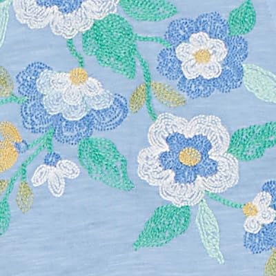 Alfred Dunner Women's Floral Embroidered Split Neck Top
