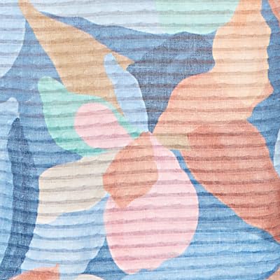 Alfred Dunner Women's Abstract Floral V Neck Top, Size M, Blue Multi