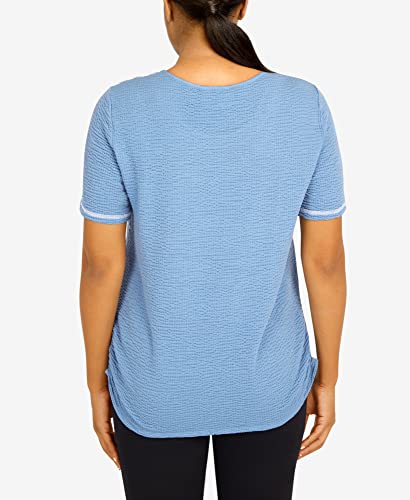 Alfred Dunner Women's Texture with OVERLOCK Stitch Size S Sky Blue