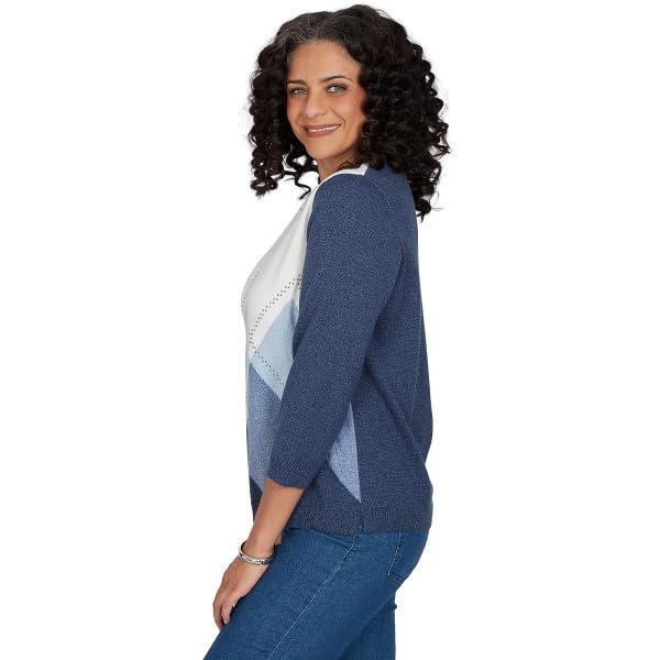 Alfred Dunner Classic Argyle Pullover Sweater Blue Size XL