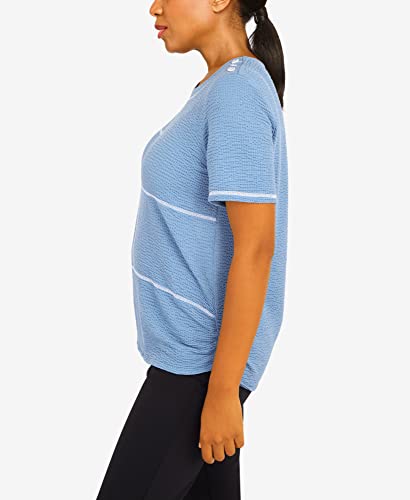 Alfred Dunner Women's Texture with OVERLOCK Stitch Size S Sky Blue