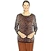 Alfred Dunner Women's Petite Womens Animal Jacquard 3/4 Sleeve Sweater Size PM Multi