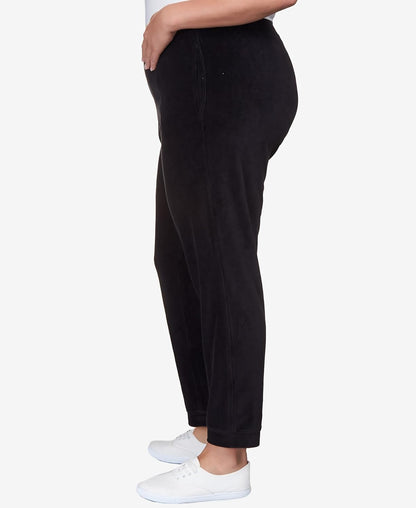 Alfred Dunner Women's Plus-Size Casual Stretch Waist Velour Jogger Size 1X Black