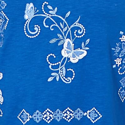 Alfred Dunner Women's Placed Floral Medallion Embroidered Top