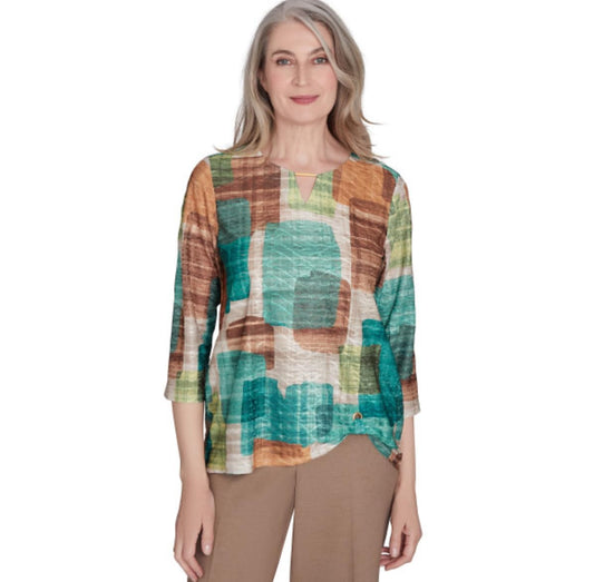 Alfred Dunner Emrald Isle Color Block Polyester Top