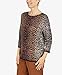 Alfred Dunner Women's Petite Womens Animal Jacquard 3/4 Sleeve Sweater Size PM Multi