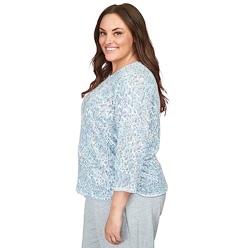 Alfred Dunner Women's Plus-Size Animal Print Ruched Hem Top with Necklace Size 2X Wedgewood