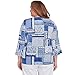 Alfred Dunner Women's Beaded Split Neck Patchwork Top Size S Denim