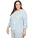 Alfred Dunner Women's Plus-Size Animal Print Ruched Hem Top with Necklace Size 2X Wedgewood