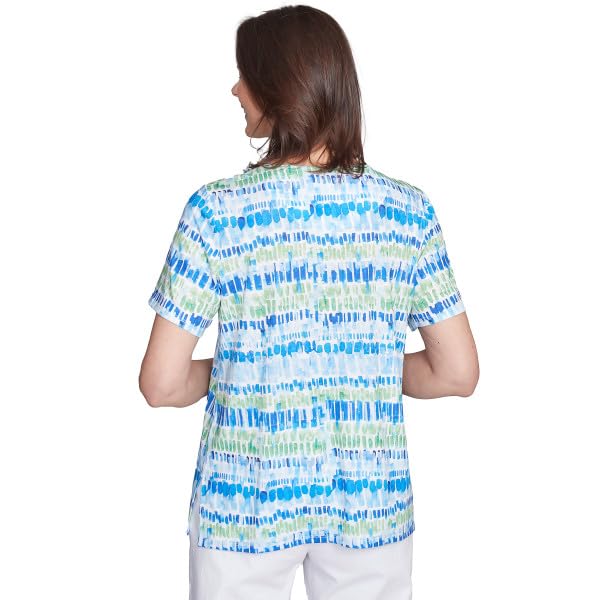 Alfred Dunner Parrot Cay Chicklet Multicolor Polyester Short Sleeve Top (US, Alpha, Small, Regular, Regular, Standard, Cobalt/Multi)