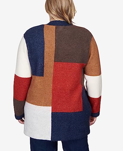 Alfred Dunner Women's Plus-Size Autumn Colorblock Cardigan Size 1X Multi