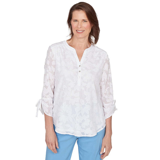 Alfred Dunner St. Augustine Women's Textured Space Dye Split Neck Sweater Medium