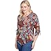 Alfred Dunner Women's Petite Batik Leaves Melange Asymmetrical Top Size PXL Spice Multi