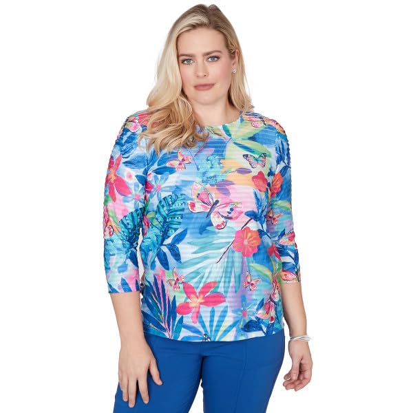 Alfred Dunner The Royal Treatment Butterfly Tropical Polyester Top
